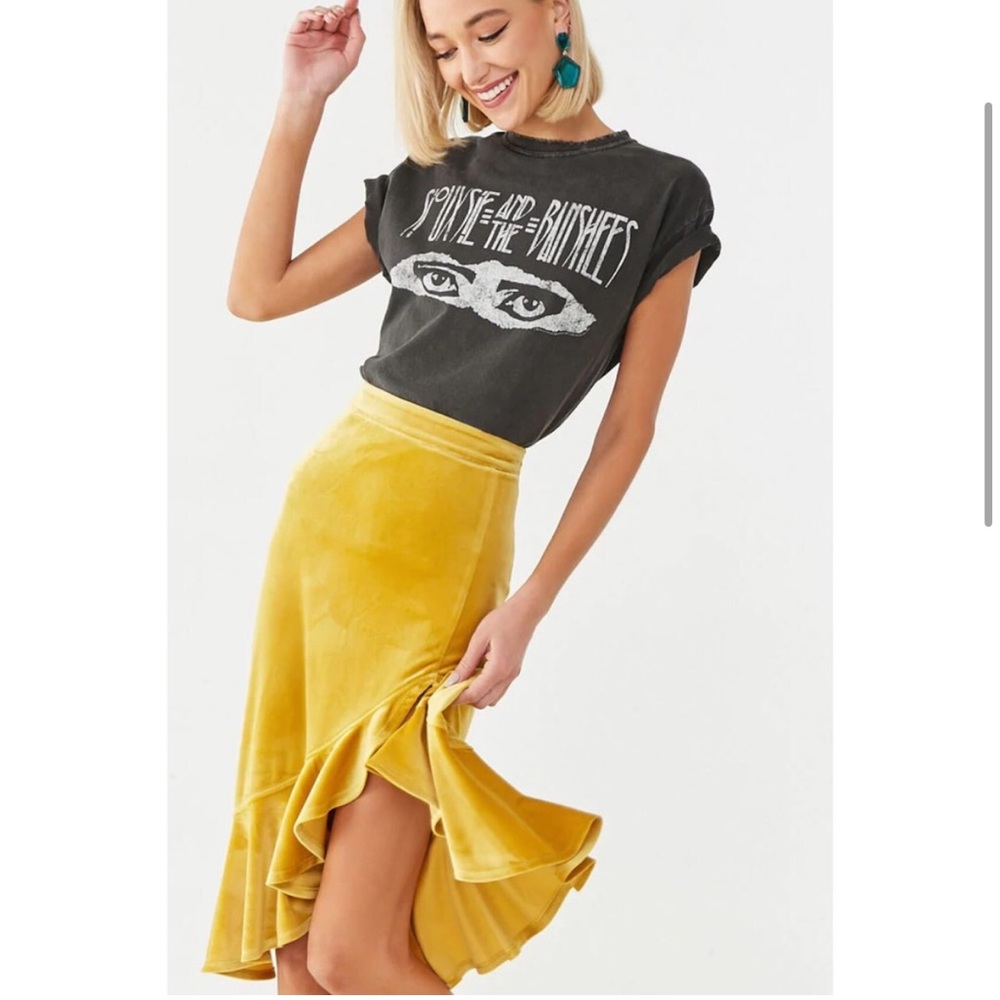 Forever 21 High Low Yellow Velvet Skirt Small NWTNW